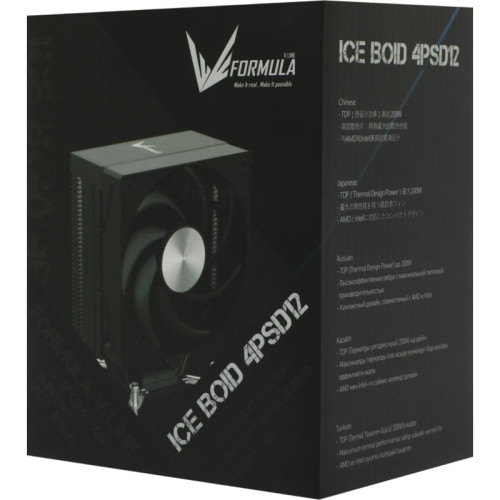Устройство охлаждения(кулер) Formula Ice Boid 4PSD12 Soc-AM5/AM4/1200/1700/1851 черный 4-pin 34.3dB Al+Cu 200W 448gr Ret
