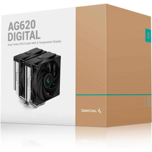 Кулер Deepcool AG620 Digital Soc-AM5/AM4/1151/1200/2066/1700 черный 4-pin 29.4dB Al+Cu LCD 260W 1370gr Ret (R-AG620-BKNDMN-G-1) [R-AG620-BKNDMN-G-1]