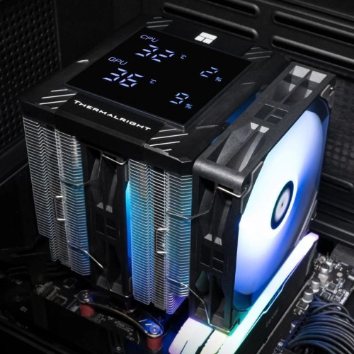 Устройство охлаждения(кулер) Thermalright Peerless Assassin 120 Digital ARGB Soc-AM5/AM4/1200/1700/1851 черный 4-pin 25.6dB Al+Cu LCD Ret (PA120-DIGITAL-BL-ARGB)