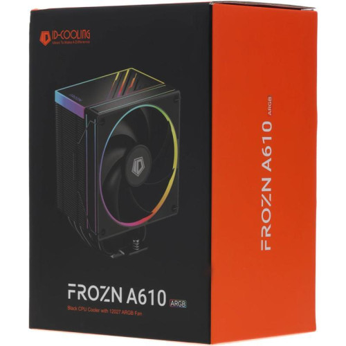 Кулер ID-Cooling Frozn A610 ARGB Soc-AM5/AM4/1200/1700/1851 черный 4-pin 29.9dB Al+Cu 250W 940gr Ret (FROZN A610 ARGB) [FROZN A610 ARGB]