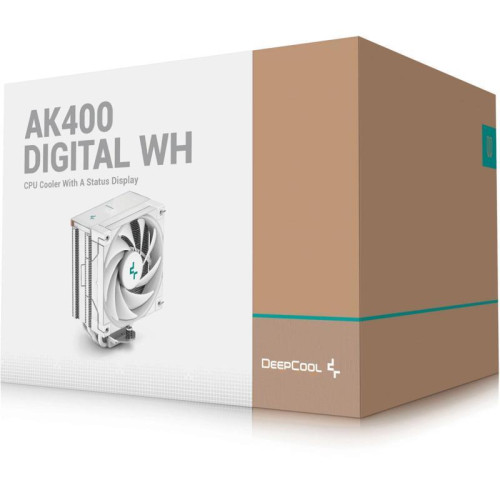 Кулер Deepcool AK400 Digital ARGB Soc-AM5/AM4/1200/1700/1851 белый 4-pin 28dB Al+Cu LCD 220W 695gr Ret (R-AK400-WHADMN-G) [R-AK400-WHADMN-G]