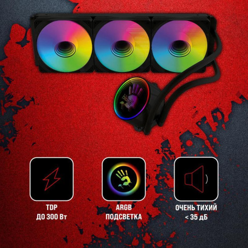 Система водяного охлаждения Bloody BD-LC360ARGB1 ARGB Soc-AM5/AM4/1151/1200/2066/1700 черный 4-pin 22-35dB Al+Cu 300W 1500gr Ret (BD-LC360ARGB1-BK) [BD-LC360ARGB1-BK]