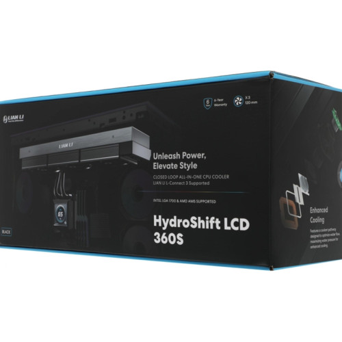 Система водяного охлаждения Lian-Li HydroShift LCD 360S Soc-AM5/AM4/1700/1851 черный 4-pin 29.8dB Al+Cu LCD 330W Ret (G89.GHSLCD36SB.R0) [G89.GHSLCD36SB.R0]