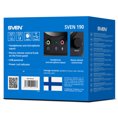 АС SVEN 190, черный (6 Вт, питание USB)