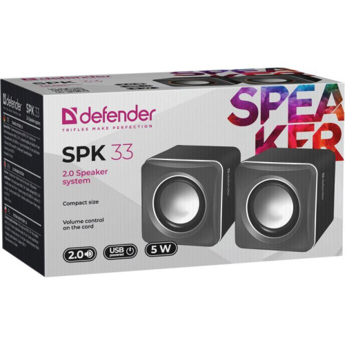 Defender#1 Акустическая 2.0 система SPK 33 серый, 5 Вт, питание от USB Defender#1 Акустическая 2.0 система SPK 33 серый, 5 Вт, питание от USB