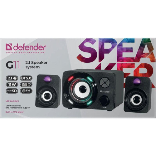 Defender Акустическая 2.1 система G11 11Вт, Light/BT/FM/TF/USB/AUX