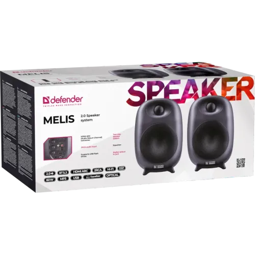 Defender Акустическая 2.0 система Melis 60Вт, черн.,BT/USB/Opt/ARC/DSP