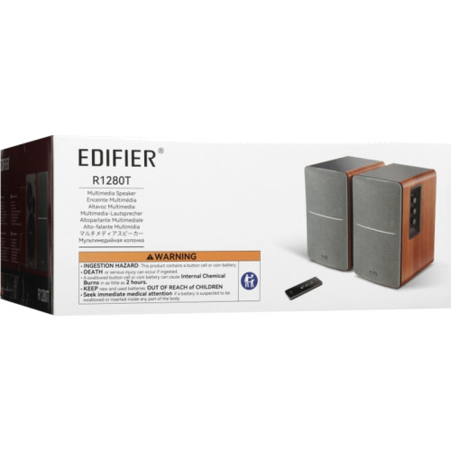 Акустическая система/ Колонки EDIFIER R1280T Чёрный 21Вт+21Вт. Частотная характеристика: 75 Гц- 18кГц. Входы: RCA. В комплекте: пульт ДУ, колоночный кабель, кабель 2RCA-2RCA, кабель 3.5 мм - 2RCA