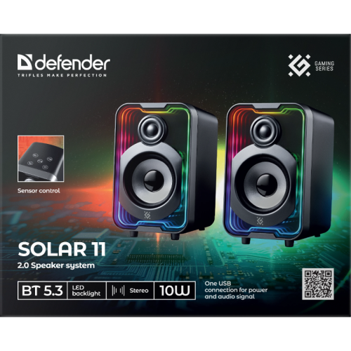 Defender Акустическая 2.0 система Solar 11 10Вт, BT/RGB, питание от USB Defender Акустическая 2.0 система Solar 11 10Вт, BT/RGB, питание от USB