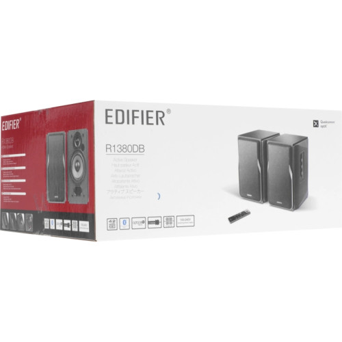 Акустическая система/ Колонки EDIFIER R1380DB Чёрный 21Вт+21Вт. Частотная характеристика: 55 Гц-20кГц. Входы: оптический, коаксиальный, линейный, Bluetooth. В комплекте: пульт ДУ, колночный кабель, кабель RCA-RCA, кабель 3.5мм-RCA, волоконно-оптический вх