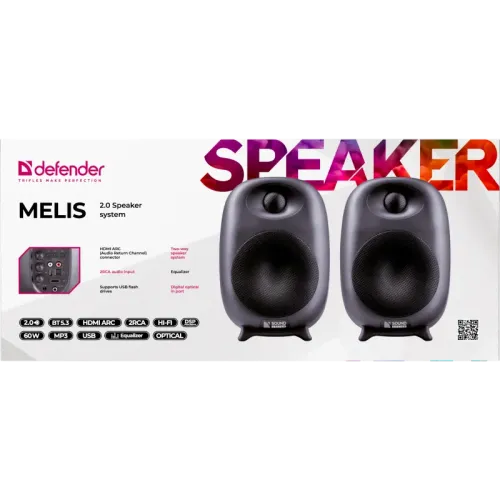 Defender Акустическая 2.0 система Melis 60Вт, черн.,BT/USB/Opt/ARC/DSP