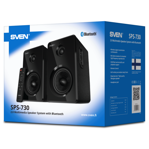 АС 2.0 SVEN SPS-730, черный (50 Вт, Bluetooth, пульт, USB, microSD)