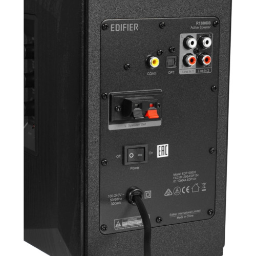 Акустическая система/ Колонки EDIFIER R1380DB Чёрный 21Вт+21Вт. Частотная характеристика: 55 Гц-20кГц. Входы: оптический, коаксиальный, линейный, Bluetooth. В комплекте: пульт ДУ, колночный кабель, кабель RCA-RCA, кабель 3.5мм-RCA, волоконно-оптический вх