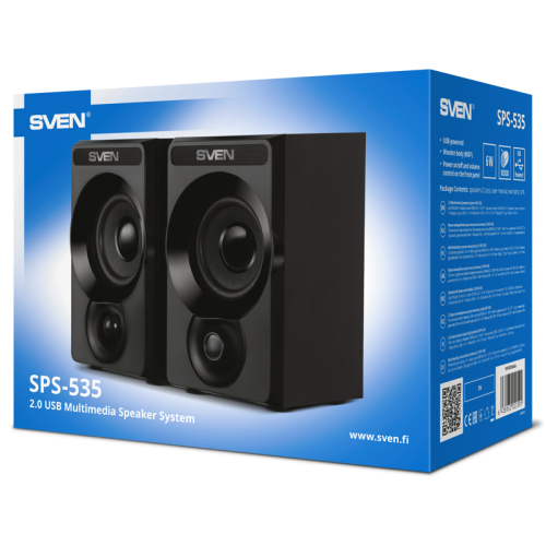 SVEN SPS-535, чёрный, акустическая система 2.0, USB, мощность 2x3 Вт(RMS) SVEN SPS-535, чёрный, акустическая система 2.0, USB, мощность 2x3 Вт(RMS)