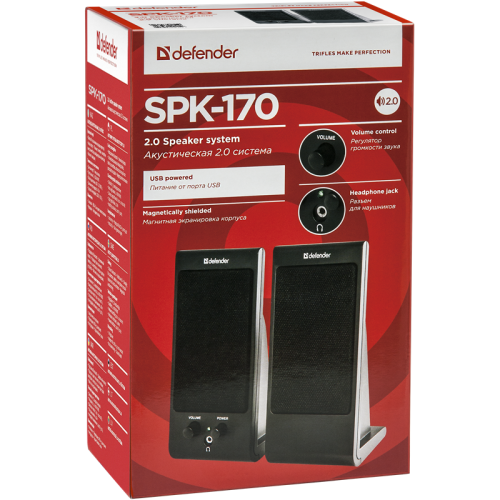 Defender Акустическая 2.0 система SPK-170 черный, 4 Вт, питание от USB Defender Акустическая 2.0 система SPK-170 черный, 4 Вт, питание от USB