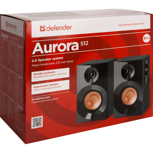 Defender Акустическая 2.0 система Aurora S12 12 Вт, деревянный корпус, 220В