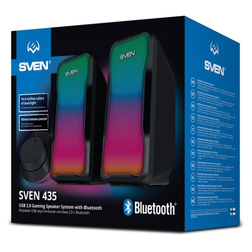 АС SVEN 435, черный (10 Вт, питание USB, Bluetooth, подсветка)