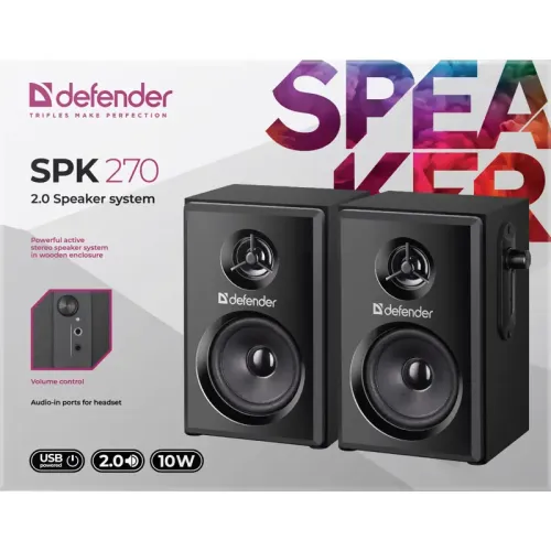 Defender Акустическая 2.0 система SPK 270 черный, 10 Вт, питание от USB