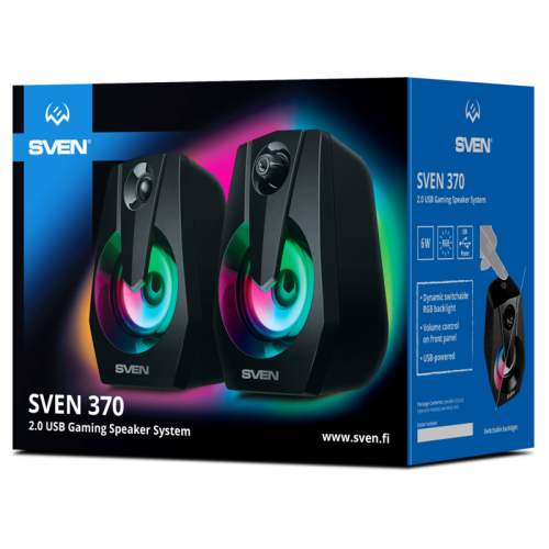Колонки АС SVEN 370, черный (6 Вт, питание USB, подсветка)