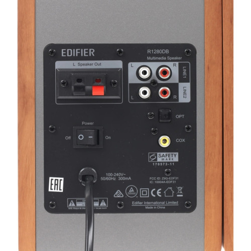 Акустическая система/ Колонки EDIFIER R1280DB Коричневый 21 Вт + 21 Вт. Частотная характеристика: 55 Гц-20кГц Выходы: оптический, коаксиальный, линейный 2 шт., Bluetooth. Пульт ДУ, колоночный кабель, аудиокабель RCA-RCA, аудиокабель 3.5 мм- RCA, волоконно