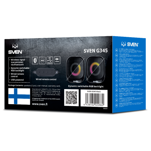 АС SVEN G345, черный, акустическая система 2.0 (10 Вт, RGB, питание USB, Bluetooth) АС SVEN G345, черный, акустическая система 2.0 (10 Вт, RGB, питание USB, Bluetooth)