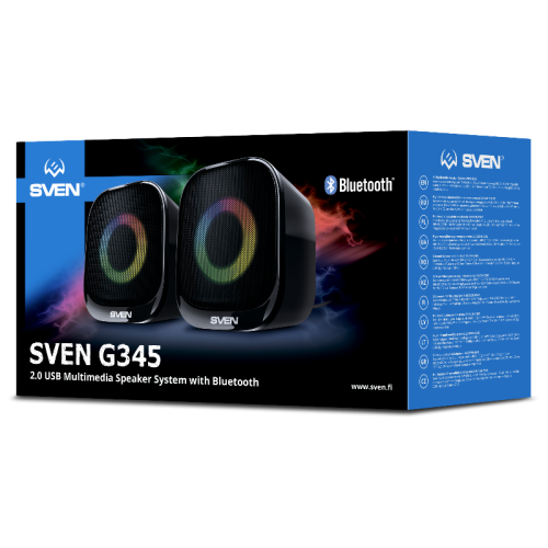 АС SVEN G345, черный, акустическая система 2.0 (10 Вт, RGB, питание USB, Bluetooth) АС SVEN G345, черный, акустическая система 2.0 (10 Вт, RGB, питание USB, Bluetooth)