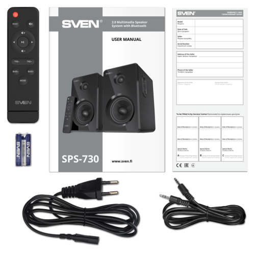 АС 2.0 SVEN SPS-730, черный (50 Вт, Bluetooth, пульт, USB, microSD)