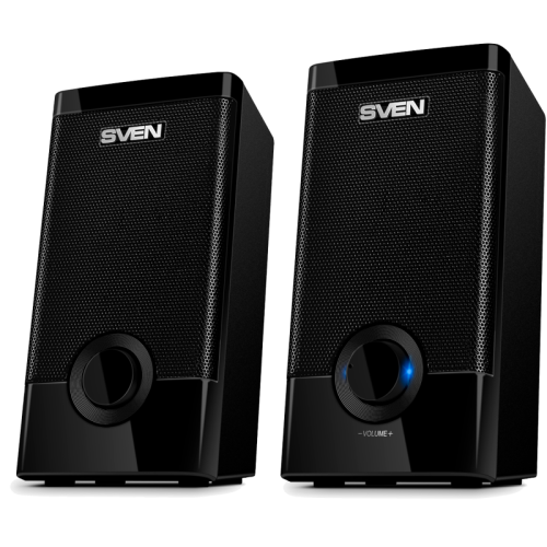 Колонки пластиковые SVEN 318, чёрный, акустическая система 2.0 (USB, мощность 2x2.5 Вт(RMS)), черный