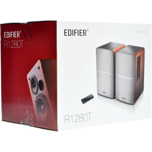 Акустическая система/ Колонки EDIFIER R1280T Коричневый 21Вт+21Вт. Частотная характеристика: 75 Гц- 18кГц. Входы: RCA. В комплекте: пульт ДУ, колоночный кабель, кабель 2RCA-2RCA, кабель 3.5 мм - 2RCA