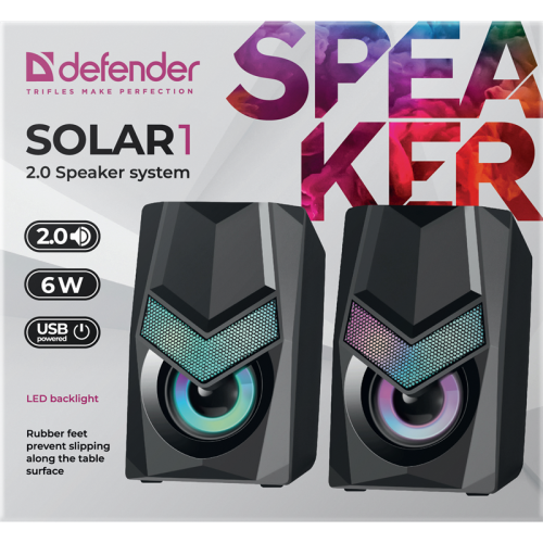 Defender Акустическая 2.0 система Solar 1 6Вт, подсветка, питание от USB