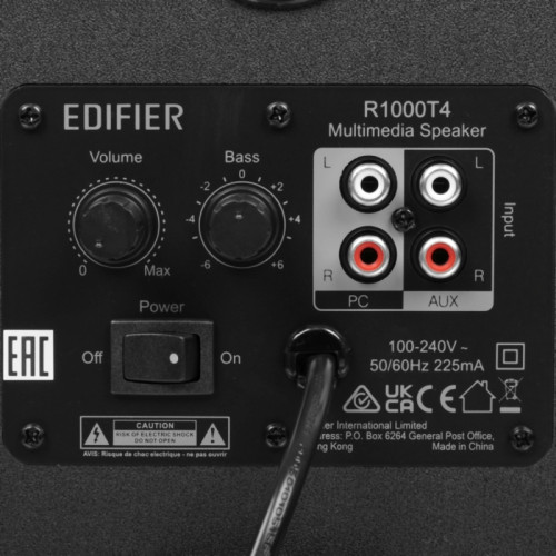 Акустическая система/ Колонки EDIFIER R1000T4 Чёрный 24 Вт. колоночный кабель, RCA-AUX кабель, RCA-RCA кабель