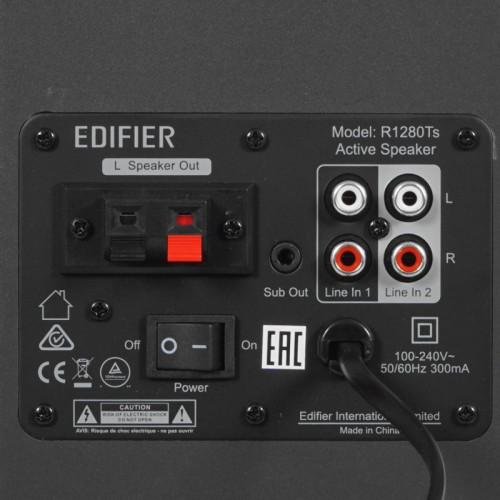 Акустическая система/ Колонки EDIFIER R1280Ts Коричневый 21Вт+21Вт. Частотная характеристика: 52Гц-20кГц. Входы: линейный 2 шт. В комплекте: пульт ДУ, колоночный кабель, кабель RCA-RCA, кабель 3.5мм-RCA