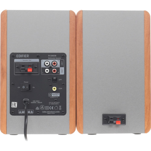 Акустическая система/ Колонки EDIFIER R1280DB Коричневый 21 Вт + 21 Вт. Частотная характеристика: 55 Гц-20кГц Выходы: оптический, коаксиальный, линейный 2 шт., Bluetooth. Пульт ДУ, колоночный кабель, аудиокабель RCA-RCA, аудиокабель 3.5 мм- RCA, волоконно