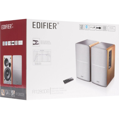 Акустическая система/ Колонки EDIFIER R1280DB Чёрный 21 Вт + 21 Вт. Частотная характеристика: 55 Гц-20кГц Выходы: оптический, коаксиальный, линейный 2 шт., Bluetooth. Пульт ДУ, колоночный кабель, аудиокабель RCA-RCA, аудиокабель 3.5 мм- RCA, волоконно-опт