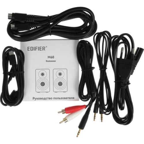 Акустическая система/ Колонки EDIFIER M60 Дуб 66 Вт. Bluetooth: 5.3. Функция воспроизведения аудио файлов с флеш-носителей отсутствует. В комплекте: подставки под колонки*2, зарядный кабель, колоночный кабель, USB-C - USB-C аудио кабель, 3,5 мм-RCA
