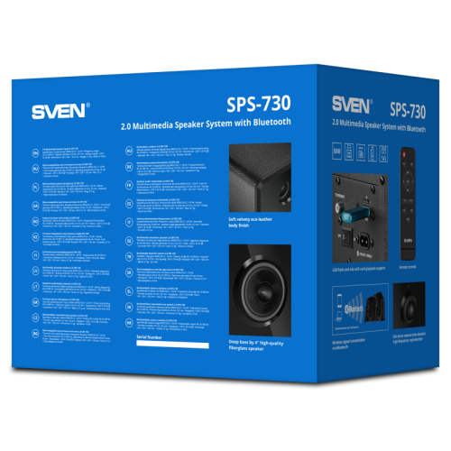 АС 2.0 SVEN SPS-730, черный (50 Вт, Bluetooth, пульт, USB, microSD)