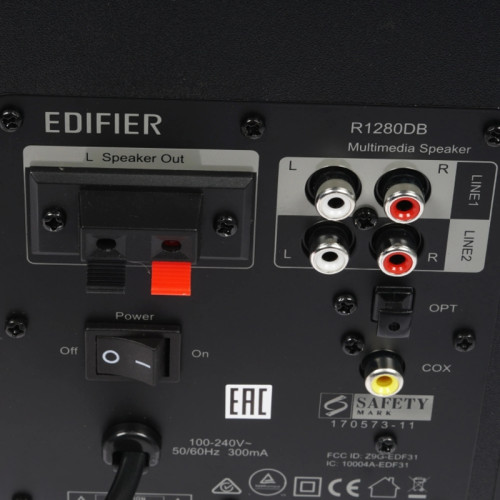 Акустическая система/ Колонки EDIFIER R1280DB Чёрный 21 Вт + 21 Вт. Частотная характеристика: 55 Гц-20кГц Выходы: оптический, коаксиальный, линейный 2 шт., Bluetooth. Пульт ДУ, колоночный кабель, аудиокабель RCA-RCA, аудиокабель 3.5 мм- RCA, волоконно-опт
