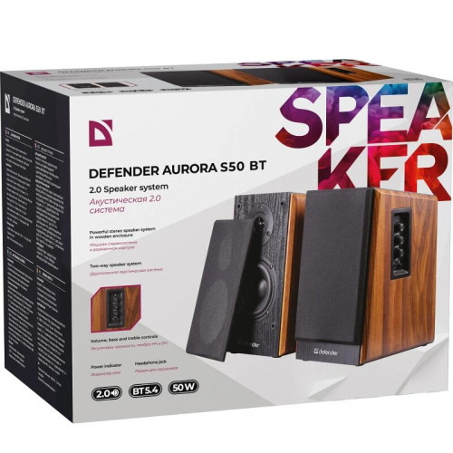 Defender Акустическая 2.0 система Aurora S50 BT 50Вт, bluetooth, 230В