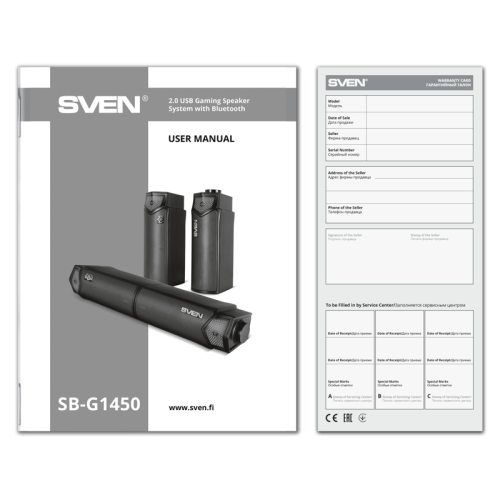 Саундбар мини SVEN SB-G1450, черный (10 Вт, питание USB, Bluetooth, подсветка)