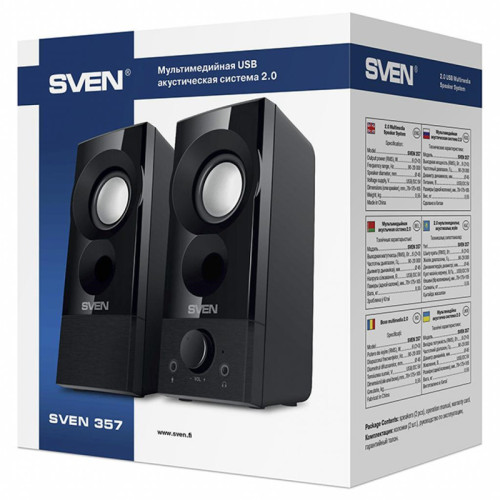 SVEN 357, чёрный, USB, акустическая система 2.0, мощность 2x3 Вт(RMS)