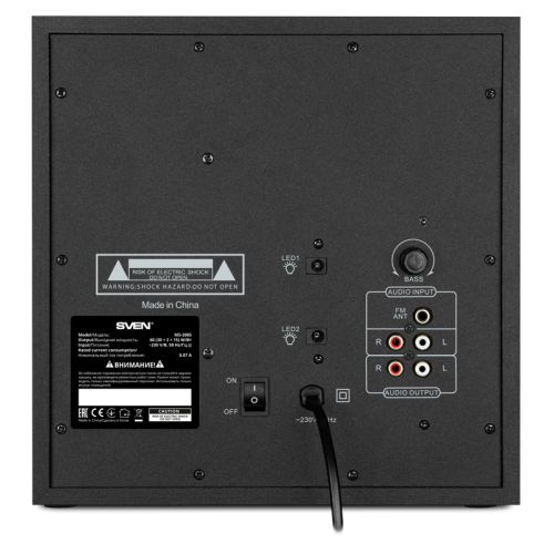 Акустическая система SVEN MS-2085, черный (60 Вт, Bluetooth, подсветка, пульт, дисплей, FM, USB, SD)