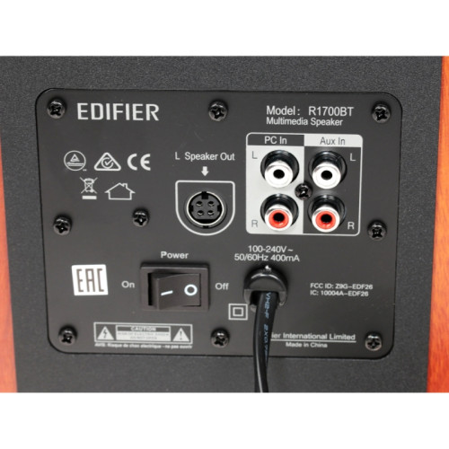 Акустическая система/ Колонки EDIFIER R1700BT Коричневый 66 Вт. Частотная характеристика: 60 Гц-20кГц. Bluetooth 5.1. В комплекте: пульт ДУ, кабель 3.5мм-RCA, кабель RCA-RCA, колоночный кабель