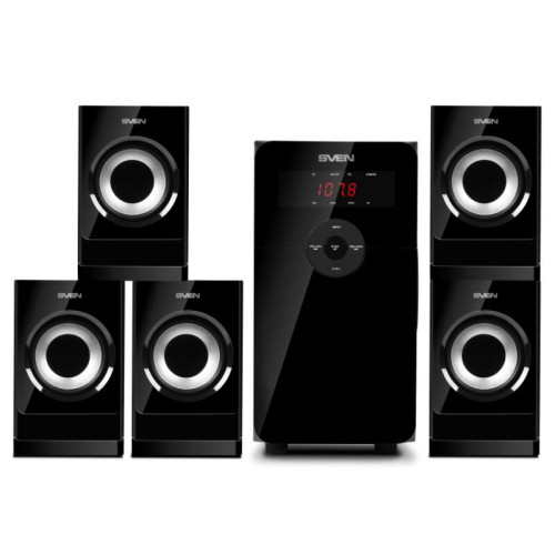 АС SVEN HT-201, черный, акустическая система 5.1 (80 Вт, Bluetooth, пульт, дисплей, FM, USB, SD)