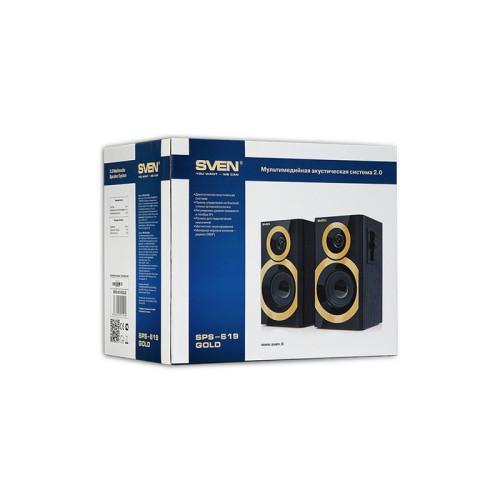 SVEN SPS-619 GOLD, чёрный, акустическая система 2.0, мощность 2х10 Вт(RMS) SVEN SPS-619 GOLD, чёрный, акустическая система 2.0, мощность 2х10 Вт(RMS)
