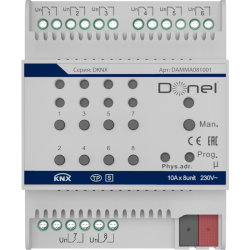 Donel KNX 8-канальный многофункциональный актуатор, 10A Установка на DIN-рейку, Номинальное напряжение 230/400 В переменного тока, 50–60 Гц, внутреннее использование магнитного реле 10 А, привод переключателя/жалюзи/фанкойла, Cерия DKNX