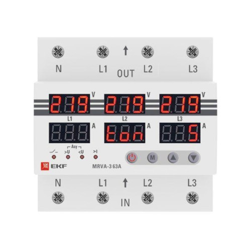 Реле напряжения тока дисплеем/ Реле напряжения и тока с дисплеем MRVA 63A