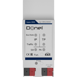 Donel KNX Соедининтель областей / линий. Монтаж на DIN-рейку, может использоваться в качестве линейного соединителя, магистрального соединителя или повторителя, имеет таблицу фильтров, Cерия DKNX