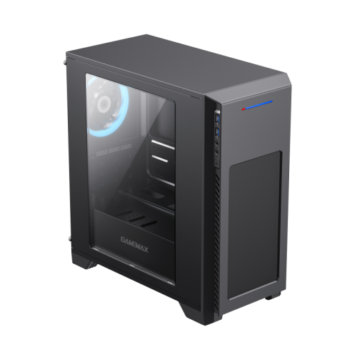 Компьютерный корпус, без блока питания mATX/ Gamemax M63 mATX case, black, w/o PSU, w/2xUSB3.0 +HD-Audio, w/1x12mm Blue LED fan (GMX-RF12B)