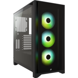 Корпус без блока питания/ Case Corsair iCUE 4000X RGB, Midi-Tower, TG, 3x120mm RGB, 1xUSB-A 3.2, 1xUSB 3.2 Type-C, E-ATX, ATX, mATX, mITX Black