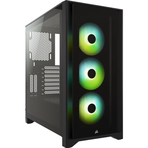 Корпус без блока питания/ Case Corsair iCUE 4000X RGB, Midi-Tower, TG, 3x120mm RGB, 1xUSB-A 3.2, 1xUSB 3.2 Type-C, E-ATX, ATX, mATX, mITX Black